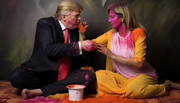 Photo trump playing holi