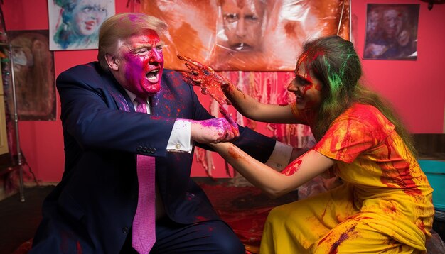 Photo trump playing holi