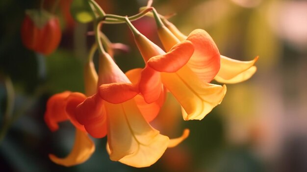 Trumpet Vine Flower Beautifully Bloomed Generative AI