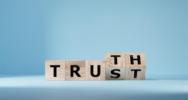 Photo truth instead of trust turn the dice and change the word trust is truth