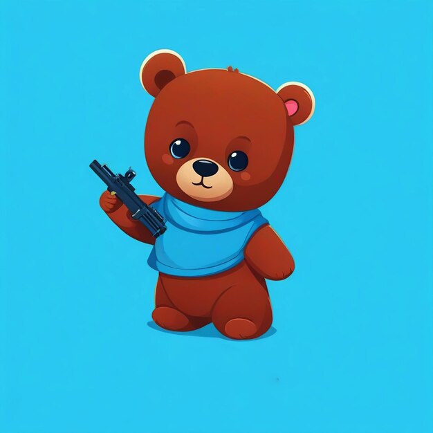 Try Me slogan with a cool bear doll carrying a rifle vector illustration