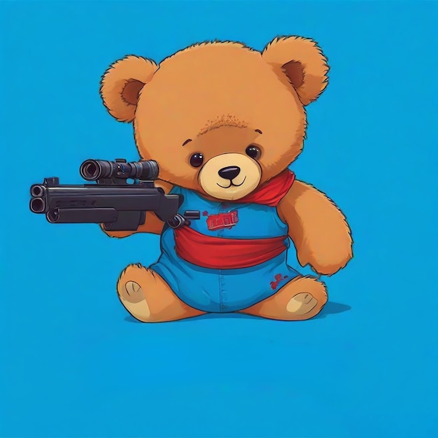 Try Me slogan with a cool bear doll carrying a rifle vector illustration