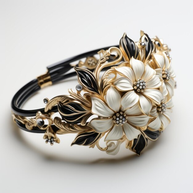 Tsarina Inspired Black And White Floral Hairband