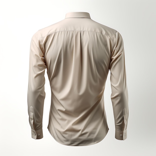 Photo tshirt of business attire shirt long sleeve wore by a beige mannequin white blank clean design