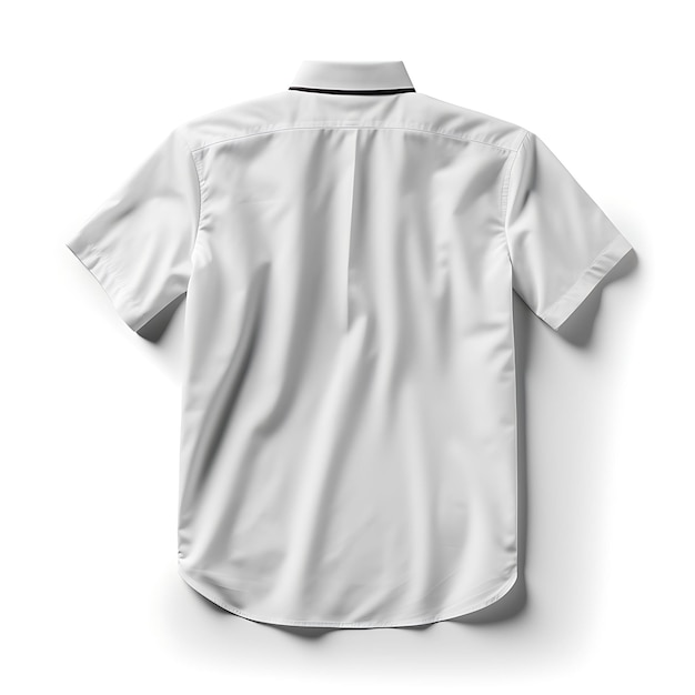 Tshirt of Button Down Shirt Short Sleeved Wore by a White Mannequin White Blank Clean Design