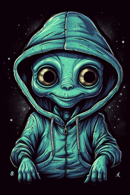 A tshirt design of cute alien