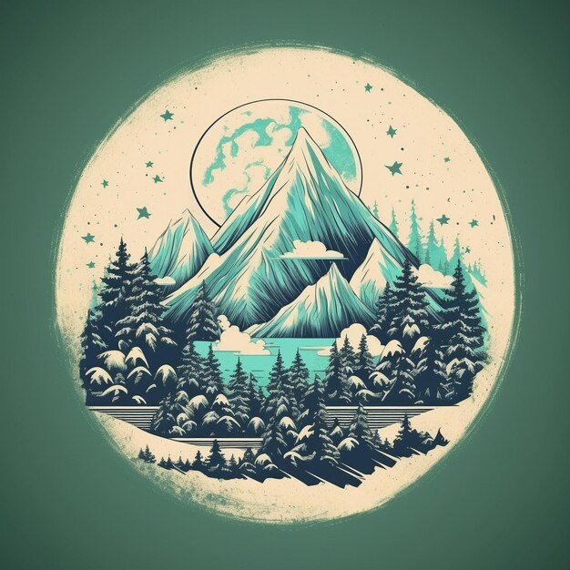 Photo tshirt design forest mountain outdoor