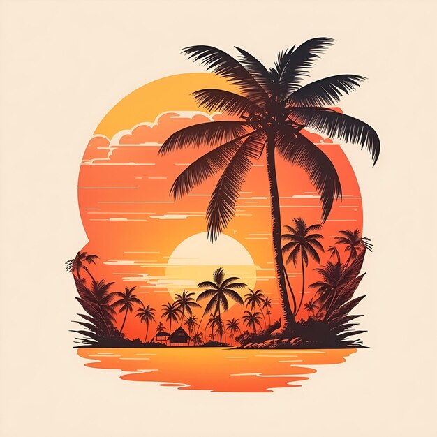 Tshirt design home with coconut tree