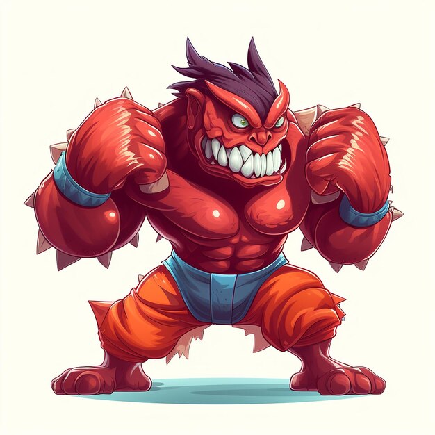 tshirt design Muscular monster character using fists