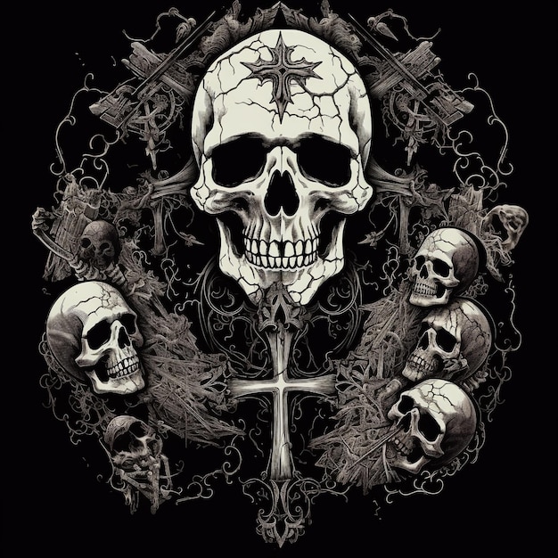 Premium AI Image | Tshirt design skull reaper