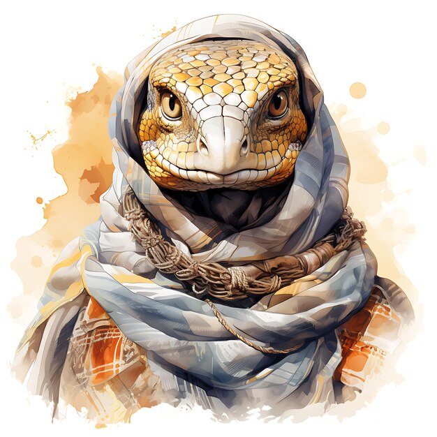 Premium AI Image | Tshirt Design of Snake Portrait Wearing a Keffiyeh ...