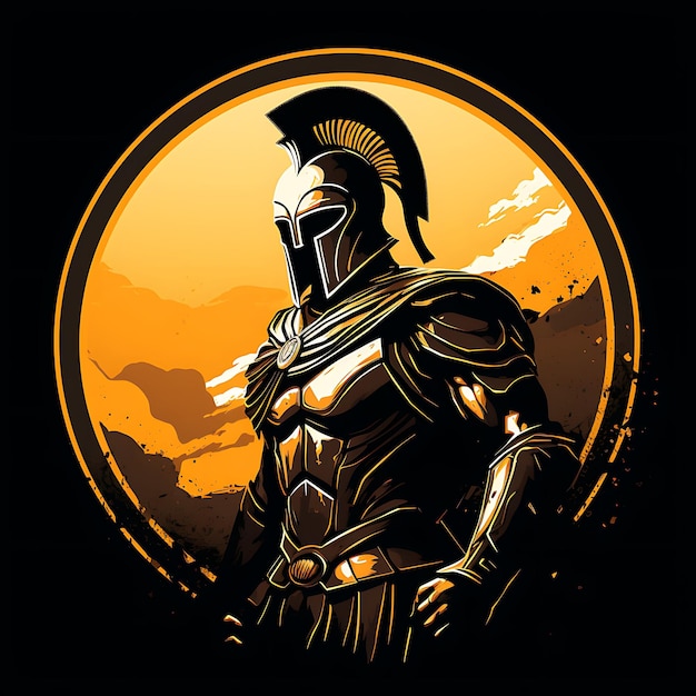 Tshirt Design of Spartan Warrior in a Phalanx Formation Holding a Spear Stoic 2D Flat Vector Art