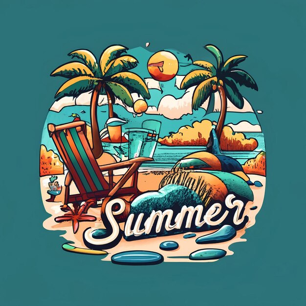 Tshirt design SUMMER Vector AI