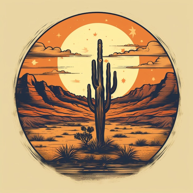 Photo tshirt design vintage desert logo generative ai