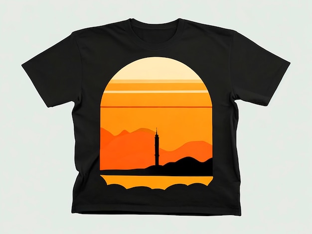 사진 멋지고 스타일링 된 풍경 미니멀리스를 특징으로하는 빈티지 트위스트의 티셔츠 디자인