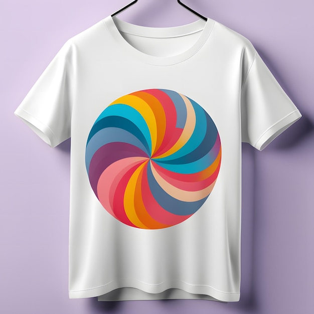 Tshirt design with colorful circle on hanger