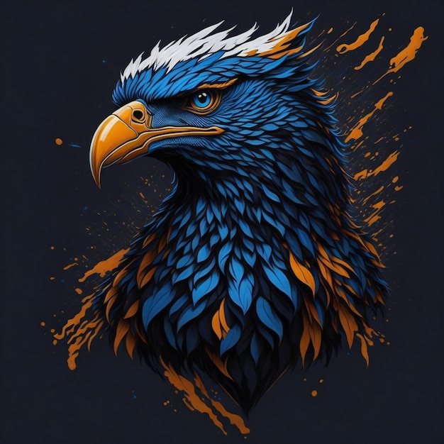 Tshirt design with eagle bird portrait AI generated illustration