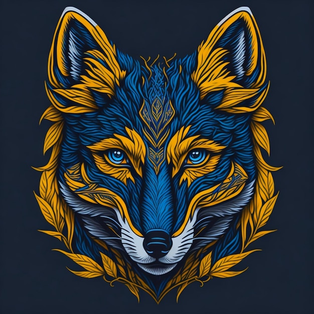 Tshirt design with fox portrait AI generated illustration