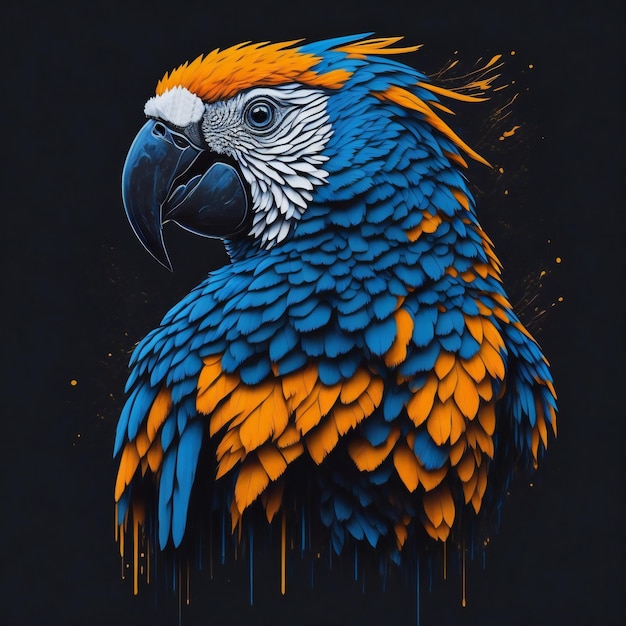 Tshirt design with parrot Ara portrait AI generated illustration