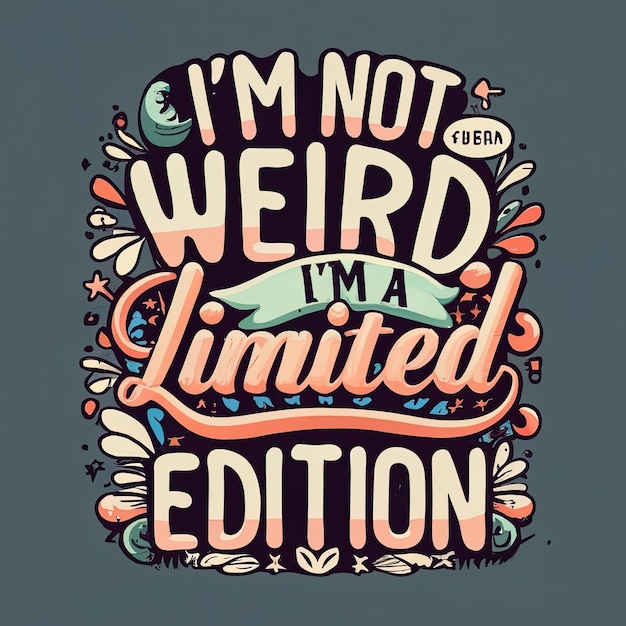 Tshirt design with the phrase I'm not weird I'm a limited edition