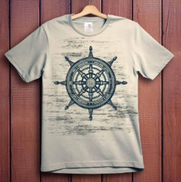 tshirt designs with a white ship wheel logo vintage