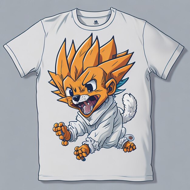 Foto t-shirt grafico cartoon carino del cane goku