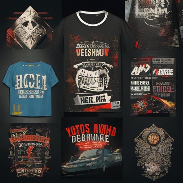 Tshirt graphic design artwork including typography designs