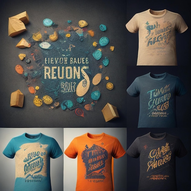 Tshirt graphic design artwork including typography designs