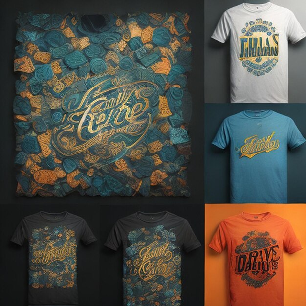 Tshirt graphic design artwork including typography designs