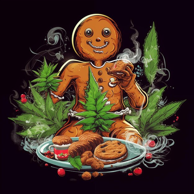 사진 tshirt_graphic_gingerbread_man_smoking_weed_with_c_d3ef0d7b