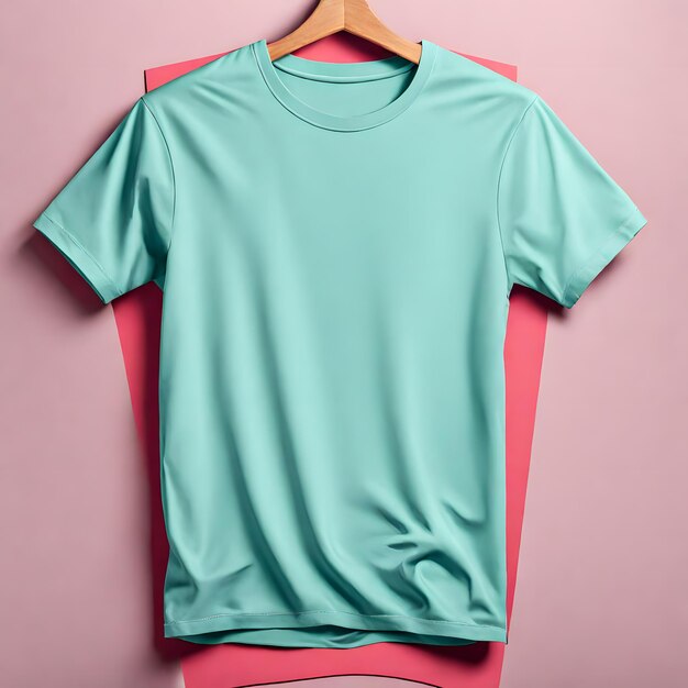 Photo tshirt on a hanger on a pink background mockup