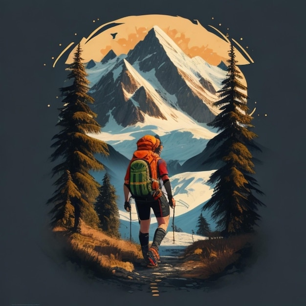 Tshirt illustration design with mountains