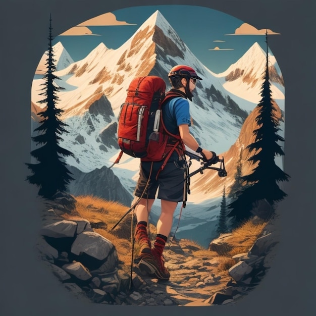 Tshirt illustration design with mountains