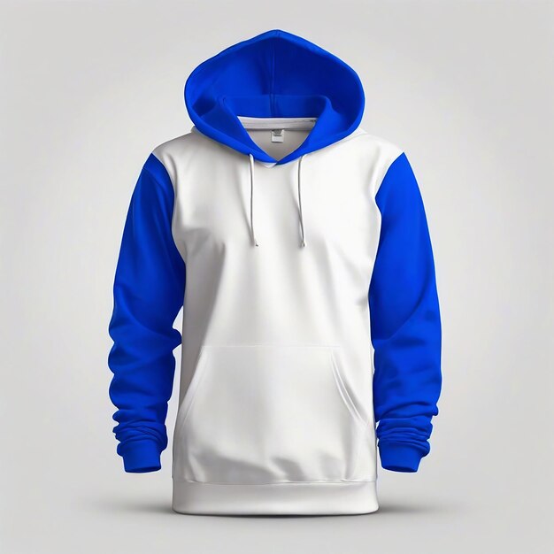 Tshirt mockup Blank blue hoodie in front view mockup white background