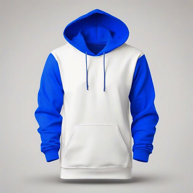 Tshirt mockup Blank blue hoodie in front view mockup white background