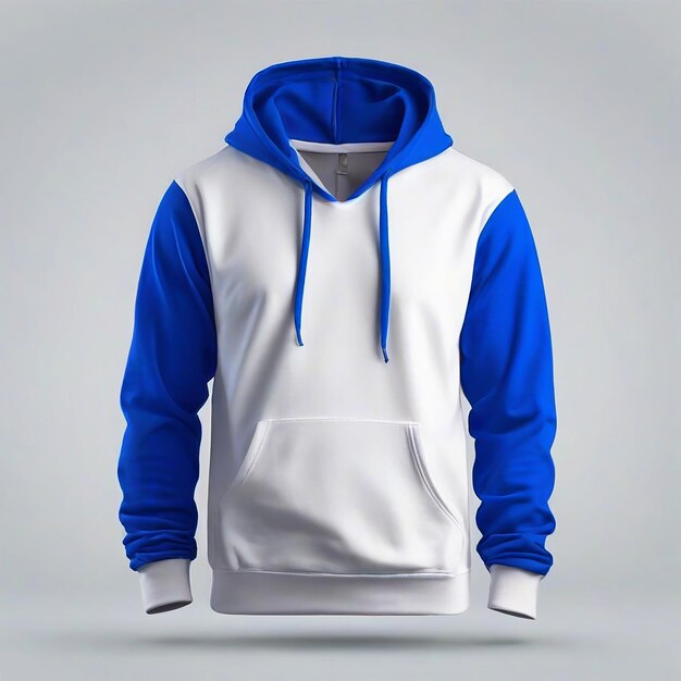 Tshirt mockup Blank blue hoodie in front view mockup white background