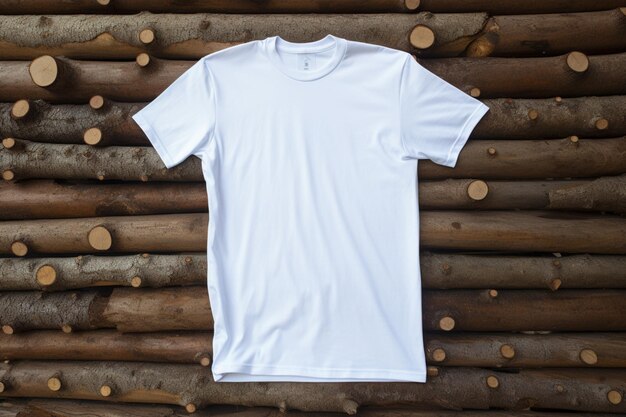 Photo tshirt mockup on wood