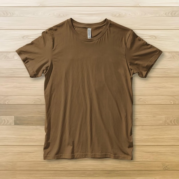 Мокет футболки на деревянном фоне, сгенерированный ИИ