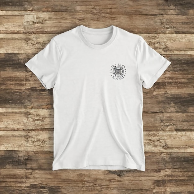 AIによって生成された木製のテクスチャの背景のTシャツモックアップ