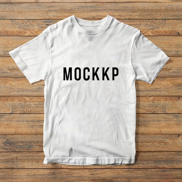 tshirt mockup on wooden texture background generated by AI