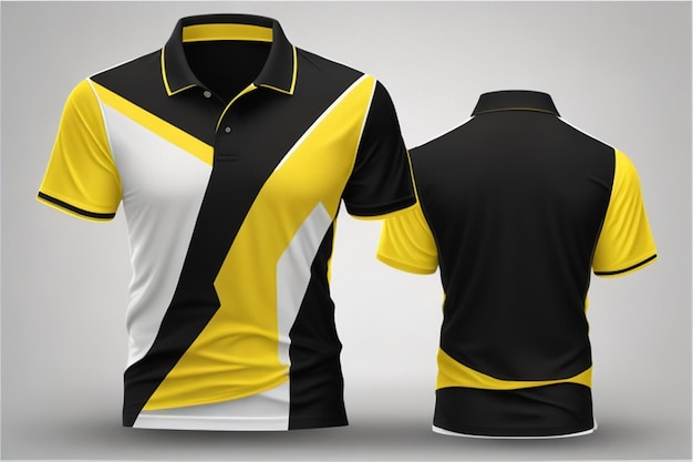 Tshirt polo yellow and black template for design on white background