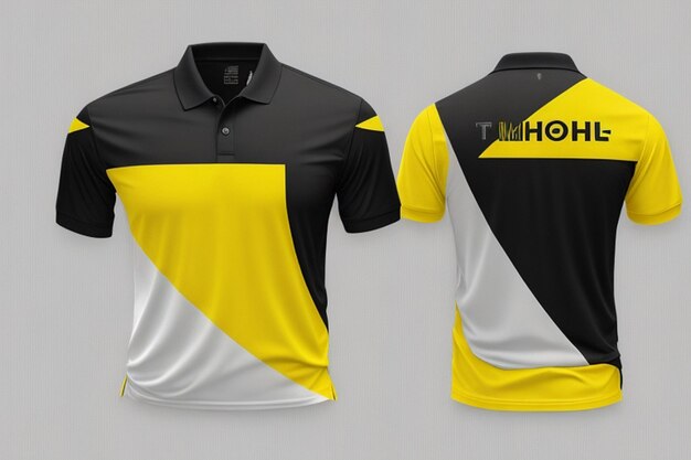 Tshirt polo yellow and black template for design on white background