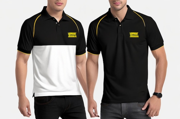 Tshirt Polo yellow and black template for design on white background