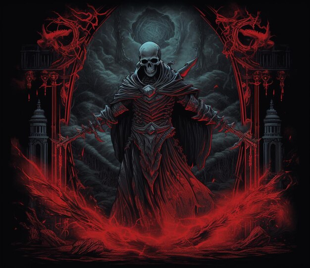 Premium AI Image | Tshirt's design of a grim reaper
