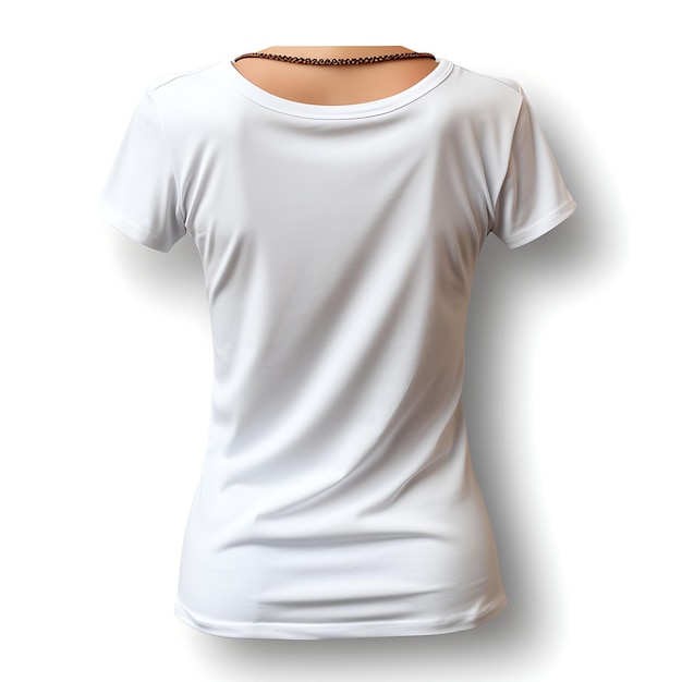 Tshirt of Striped T Shirt Scoop Neck Wore by a Female Mannequin T Sh White Blank Clean Design