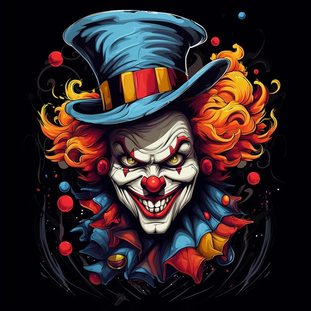 Foto t-shirt vector design clown 8k vintage ultrarealistico