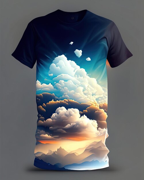 Tshirt with clouds landscape sky mountains in full color