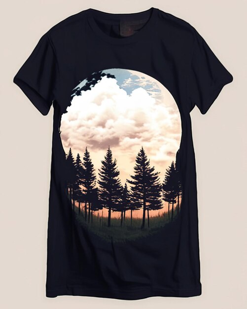 Foto maglietta con nuvole cielo paesaggio a colori