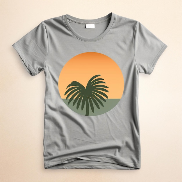 Tshirt with palm tree and sun on it on a beige background