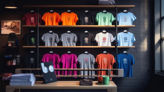 Photo tshirts on display at a retail store